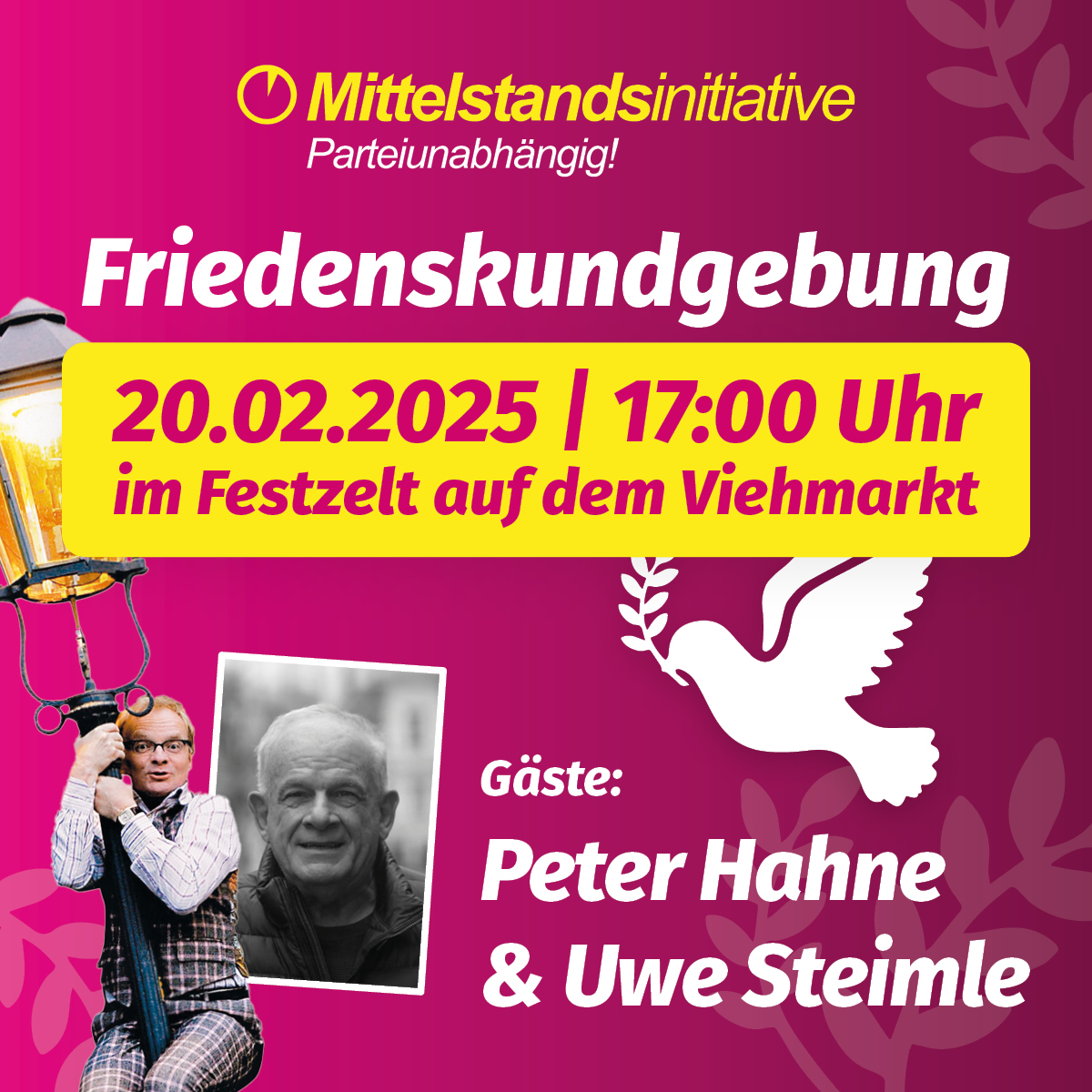 Friedenskundgebung 20.02.2025 | Zu Gast: Peter Hahn, Uwe Steimle 